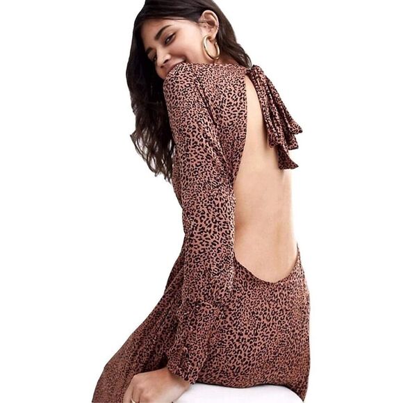 Free People Women's Loveless Animal Print Mock Neck Midi Dress Women's 2 - Picture 2 of 15
